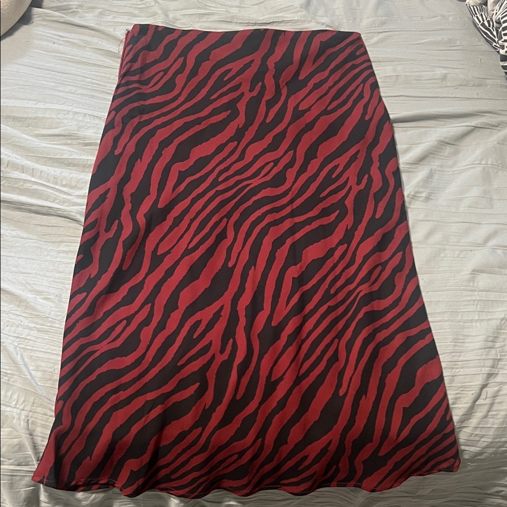 Vintage Red and Black Zebra Print Skirt
